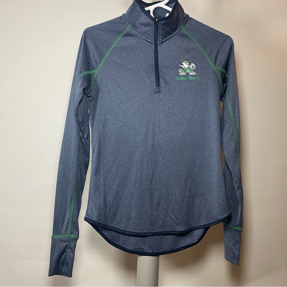 Notre Dame Quarter-Zip Pullover - Gray and Green